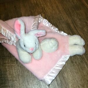 My Banky "Ashleigh " Bunny  Baby Security Blanket Satin Trim